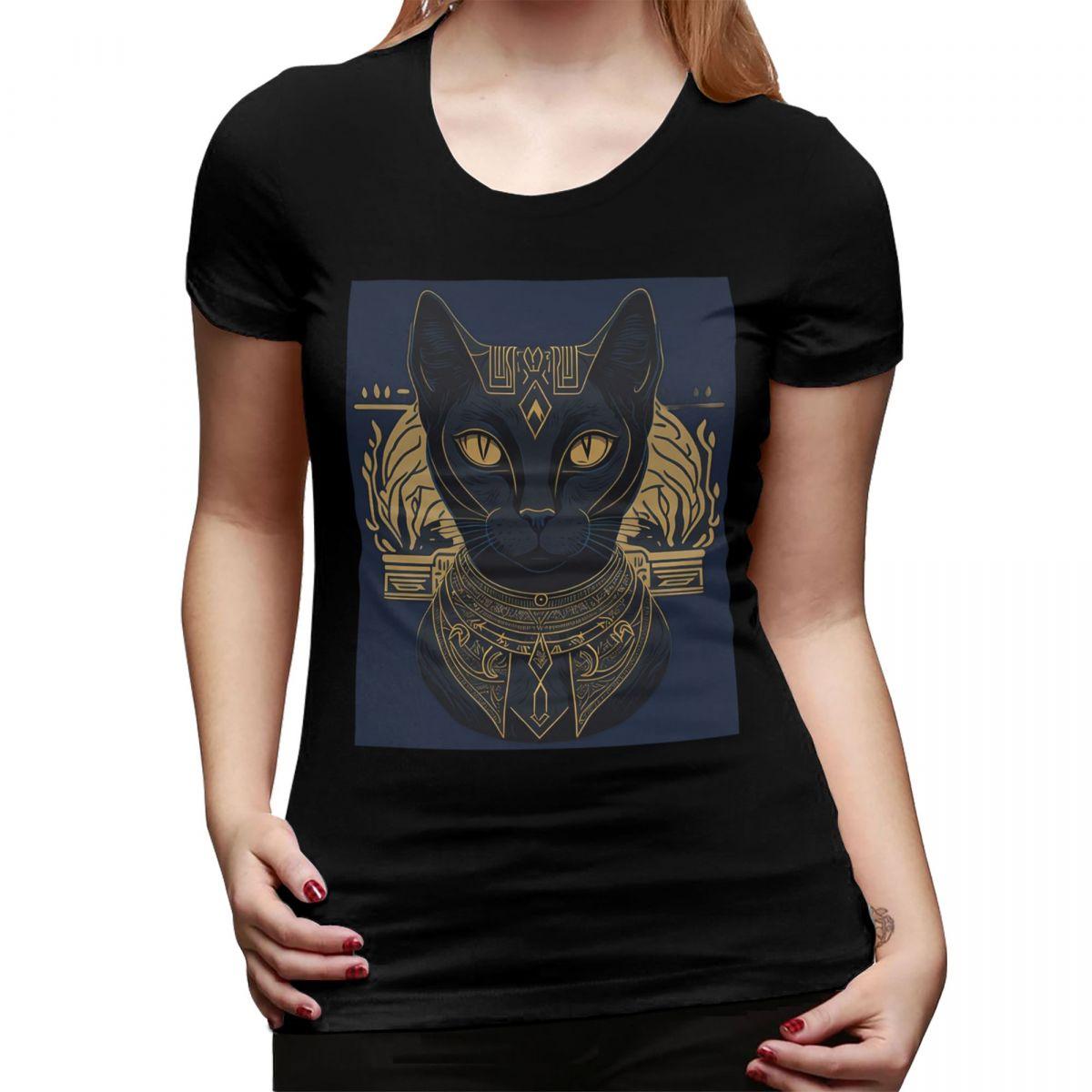 

Egyptian Goddess Bastet Art Of Ancient Egypt TShirt for Women Crew Neck Streetwear T Shirts Womens Short Sleeve Clothes Tops 4XL