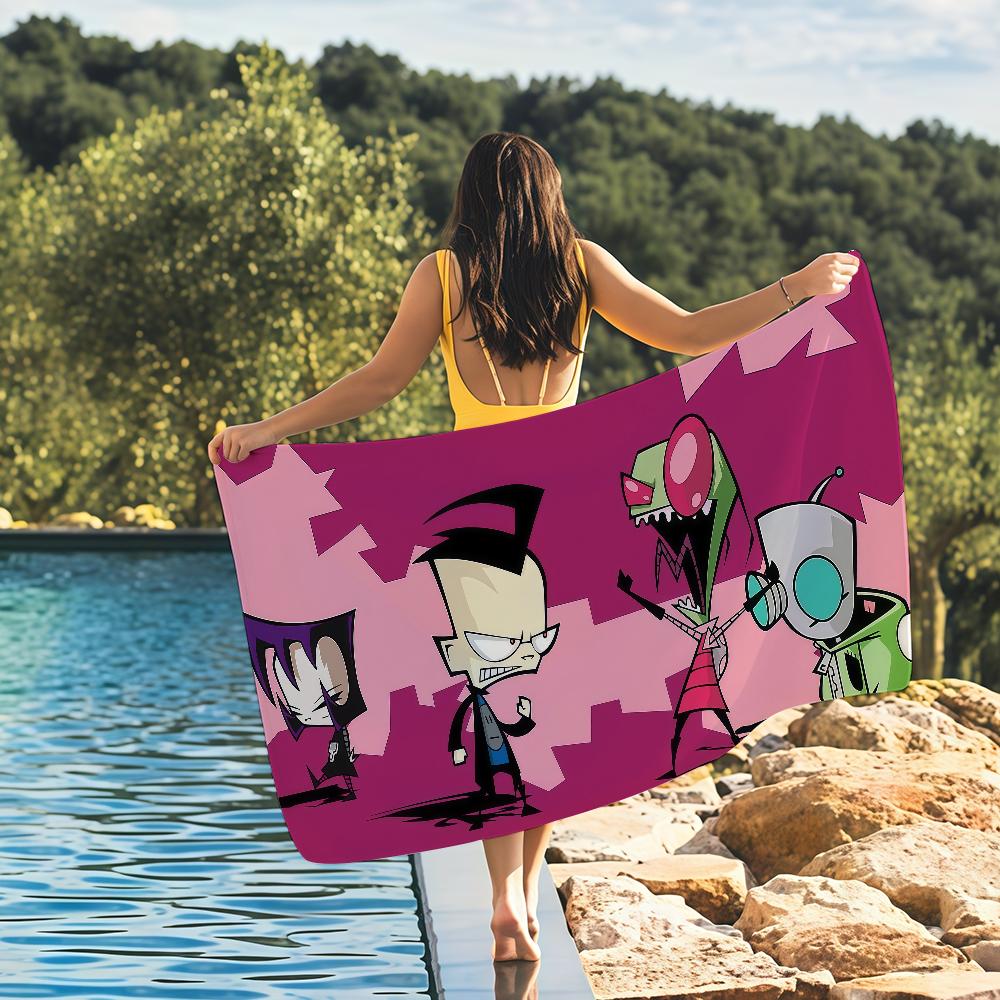 Invader Z-Zim Art Cartoon Towel Quick Drying Beach Towels Are Suitable For Swimming Pools Camping Yoga And The Gym
