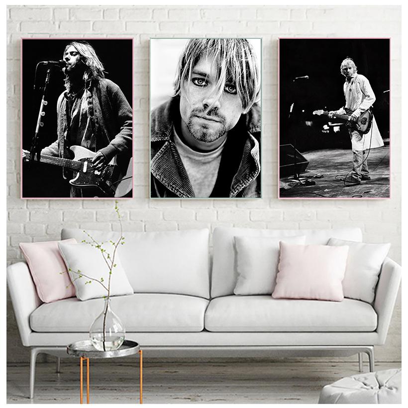Kurt Cobain Muzică Rock Trupă Muzică Cântăreț Star Artă de Perete Poze Postere și Imprimeuri Pictură pe Pânză pentru Cameră Decor Acasă
