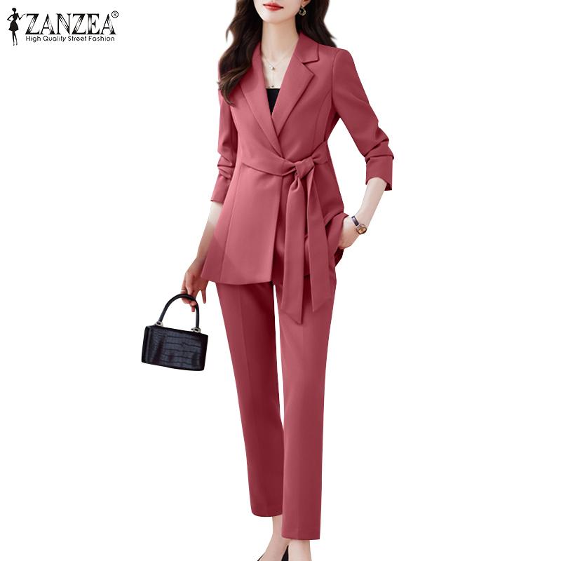 

ZANZEA Женский блейзер и брюки повседневный комплект из двух предметов с брюками