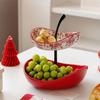 Layer Fruit Plate Multi-Layer Ceramic with Metal Fruit Bowl Stand Dishwasher Safe Corner Kitchen Countertop