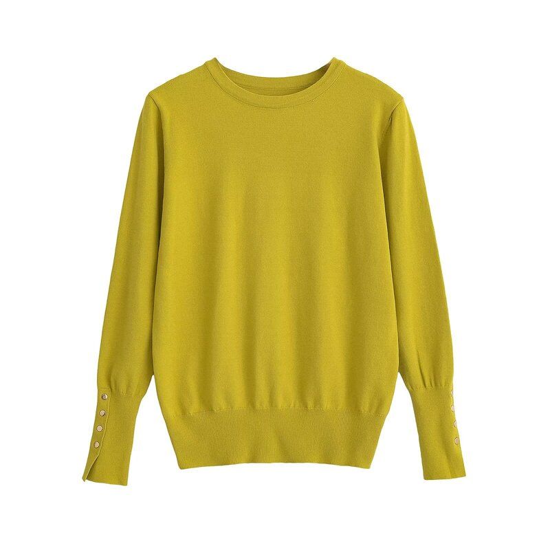 Fashion Style 2024 Autumn New Women's Clothing Easiest for Match Plain Stitch Basic round Neck Long Sleeves Knitwear 8851170