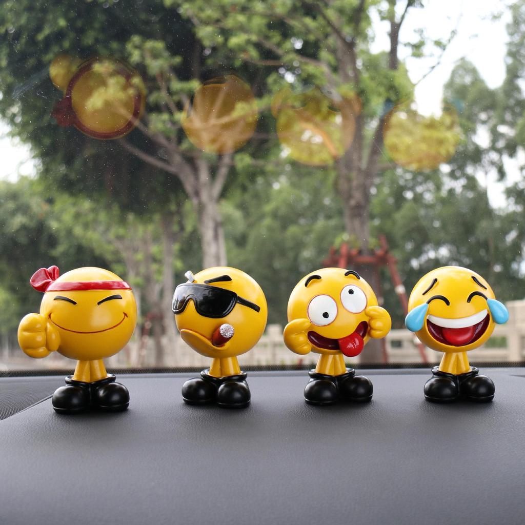 Ha Hu Emoji Bobblehead Car Ornament: Cute Cartoon Interior Decoration.