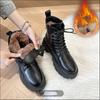Women's Winter Snow Boots, Fleece-lined and Thickened, Fashionable Cotton Shoes, Platform Martin Boots.