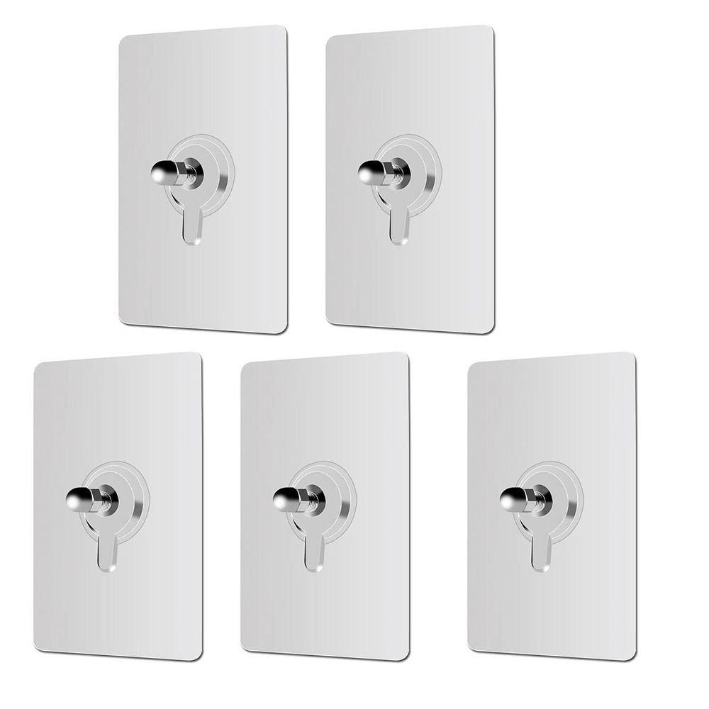 

5Pcs No Need to Punch Holes Towel Coat Hooks Acrylic Wall Hook New Key Bag Hooks 5x8cm