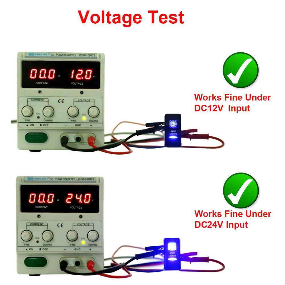Car Switch Boat Truck Light Led Toggle Switch 5pin Waterproof 12/24V Bar Style Blue Toggle Rocker Reverse Rear Light Switch