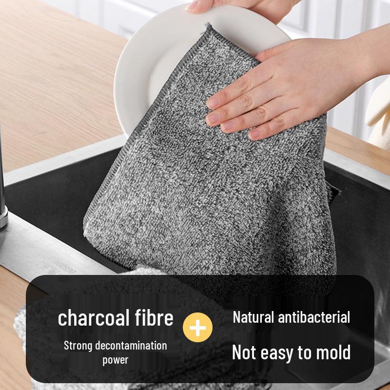 10-Piece Oil-Repellent Bamboo Charcoal Fiber Kitchen Dishwashing Cloth Set