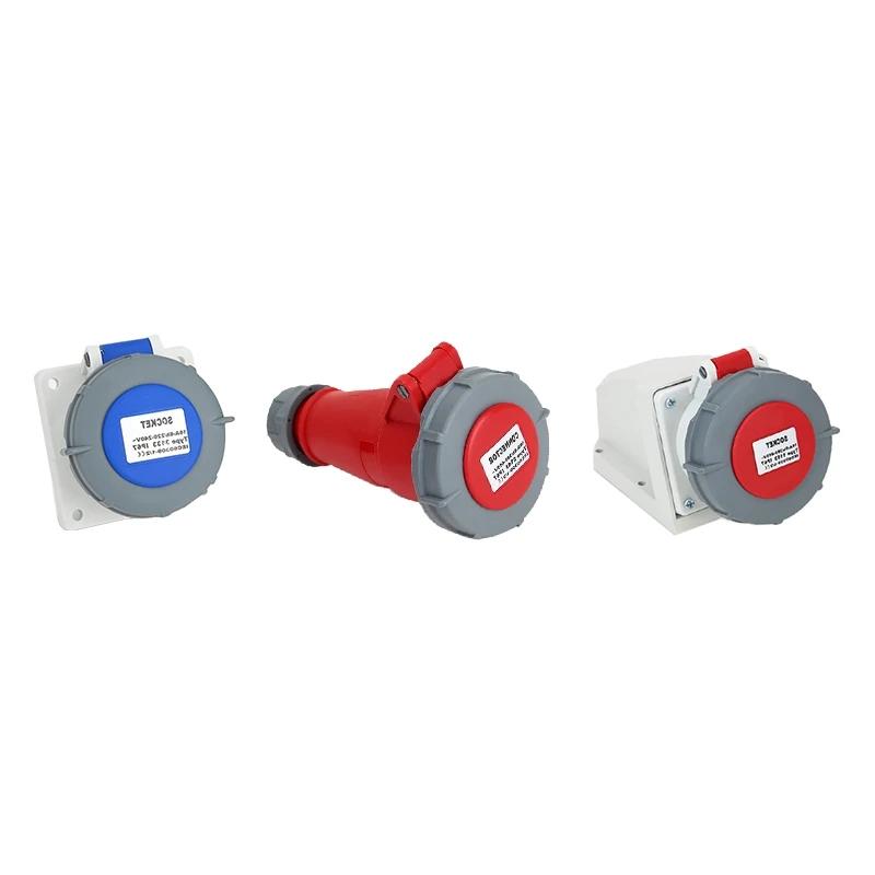 Průmyslový konektor Samec Zástrčka 3P/4P/5Pin Elektrický konektor 16A 32A IP67 Vodotěsná nástěnná zásuvka 220V 380V