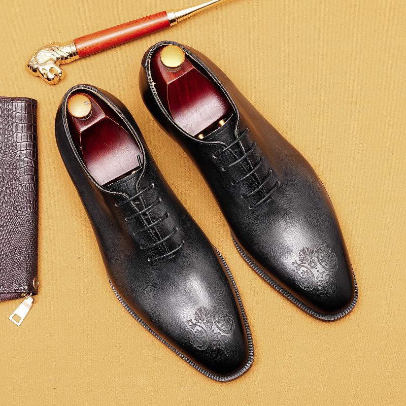 Pointed Leather Shoes Men'S Leather British Engraved Business Dress Oxford Shoes Whole Cowhide Men'S Shoes