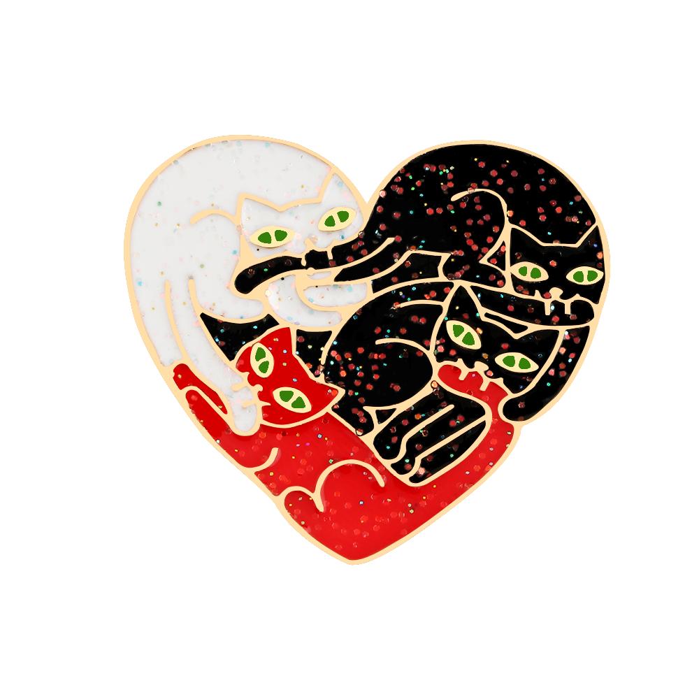 Animal Cats Fox Brooch Cartoon Teacup Kitten Enamel Pins Funny Personality Custom Badge Bag Cloth Lapel Pin Fashion Jewelry Gift