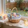 Woven Basket, Handcrafted Storage Basket With Handles And Linen, Multifunctional Bread And Fruit Container, Ideal For Family Gatherings