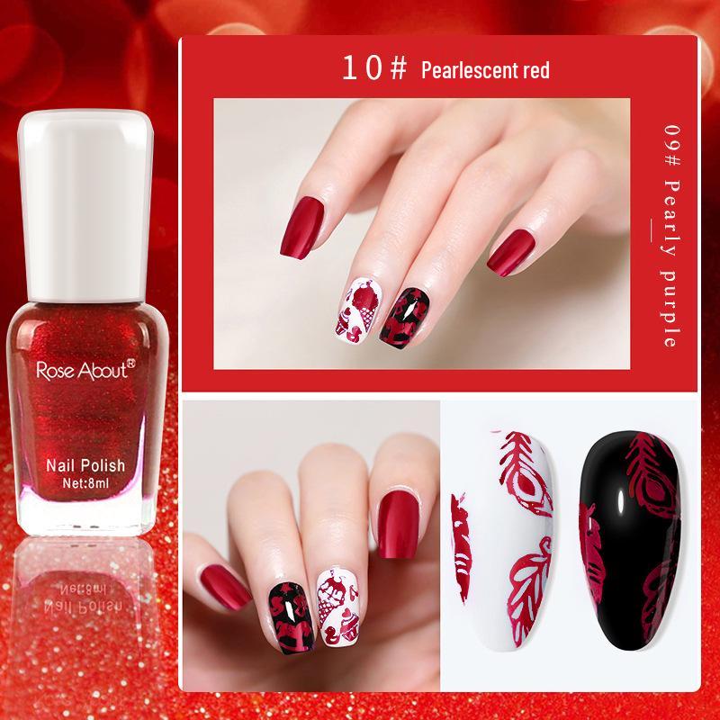 

Набор пилингующихся лаков для стемпинга, 8 мл - Стойкий, Не требующий запекания, Легко переносимая формула Standard Size жемчужный/красный