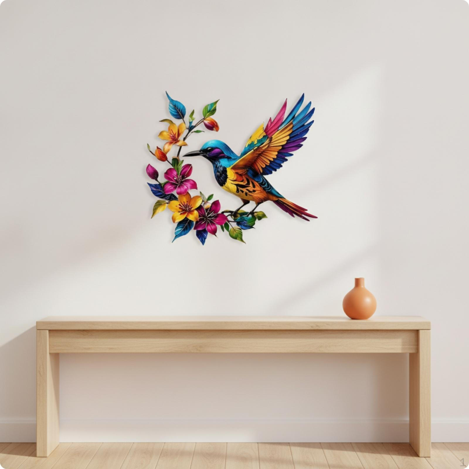 Metal Hummingbird Wall Art Decor 3D for Homeowners, Living Room, Garden, Patio