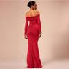 2025 Spring European & American Women's Solid Color One-Shoulder Long Sleeve Slim Fit Dress