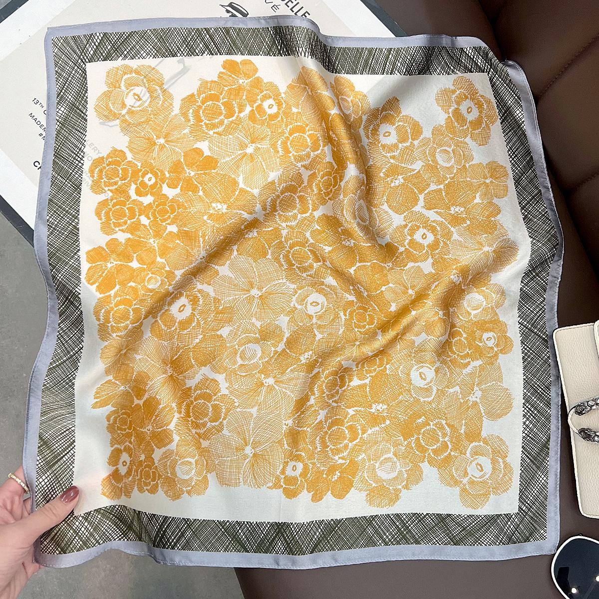 

100% Real Silk Scarf Foulard Female Bandana Scarves for Women Hijab Shawl Wraps Square High Quality Neckerchief Headkerchief Real Silk 53x53cm