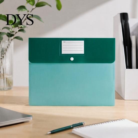 Matte PP File Folder Document Folders with Snap Button & Label Pocket, A4 Size Plastic Student Exam Organizer Envelopes, Waterproof Organizers