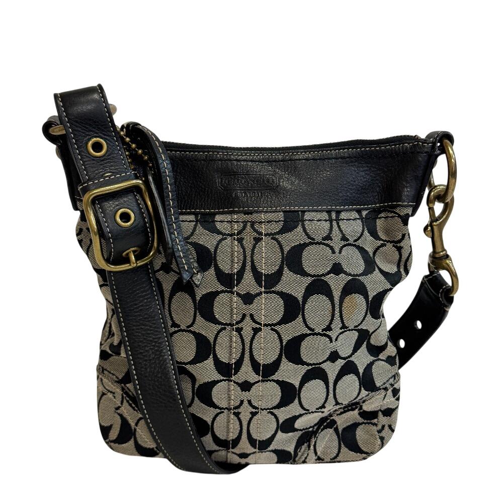 COACH 10402 COACH crossbody bag Signature canvas Shoulder Bag black canvas Women Used