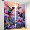 Hummingbird and Flowers Print Light-Filtering Curtain Panels 2 Piece Polyester Rod Pocket  Decorative Curtains for Bedroom