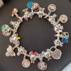 Hot Sell MINISO Disney 925  Silver Animals Mobilization Charms Beads Hot Original Bracelet Trinkets DIY Jewelry Women