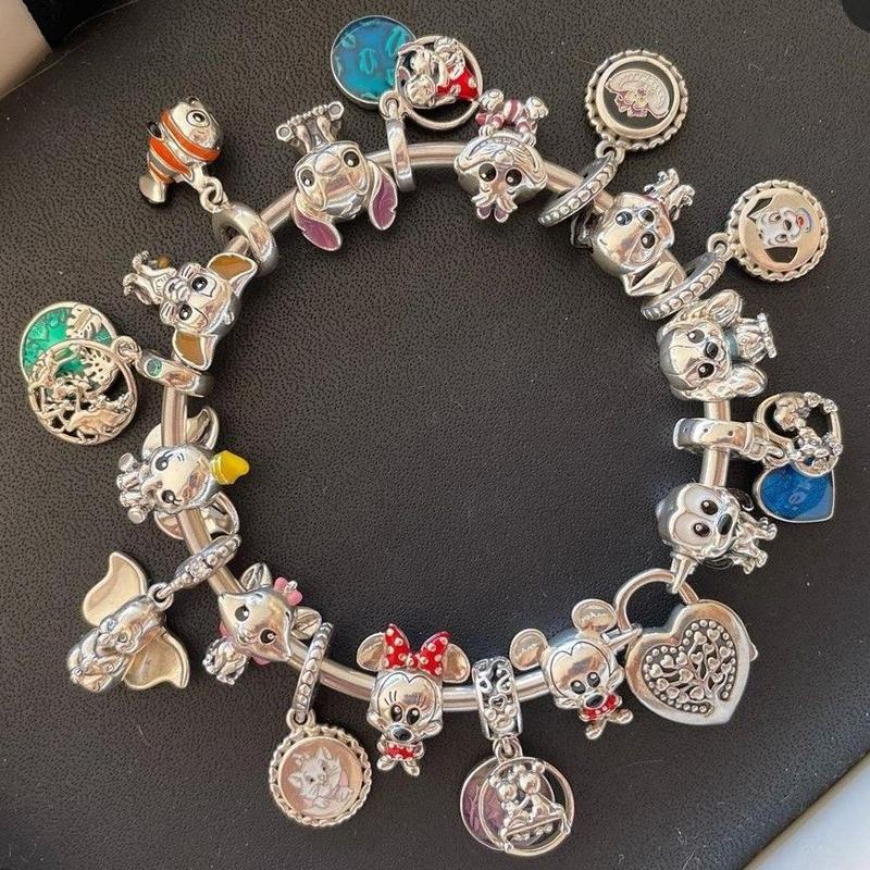 Hot Sell MINISO Disney 925 Silver Animals Mobilization Charms Beads Hot Original Bracelet Trinkets DIY Jewelry Women