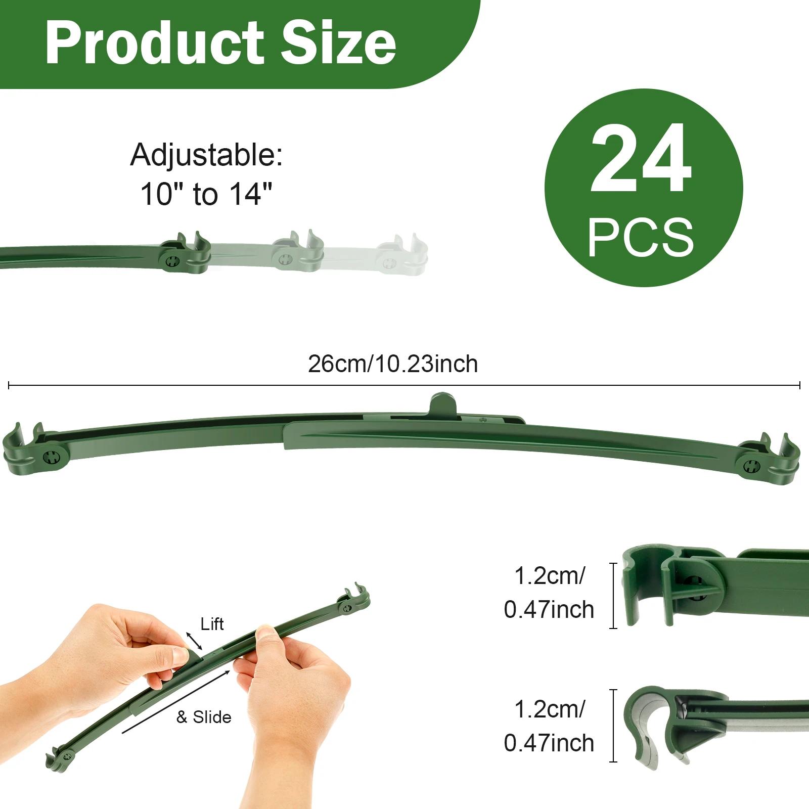 

24Pcs Expandable Garden Stakes Arms 10-14 inch Adjustable Tomato Stake Connector Rods Plastic Garden Trellis Planting Support 24Pcs зелёный
