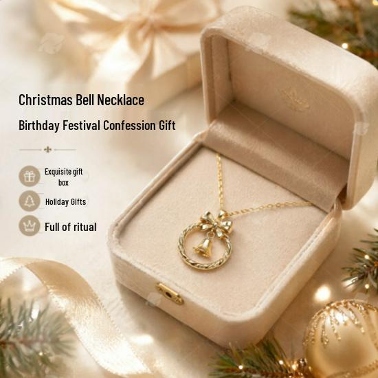 Elegant Bow Bell Women's Necklace: High-End, Simple, and Versatile Clavicle Chain. Perfect Gift for Girlfriend.