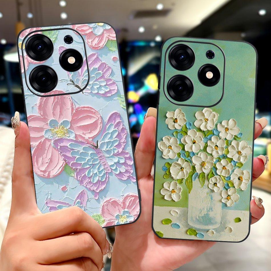 For Tecno Spark 10 Pro Phone Case Spark 10Pro 4G KI7 Elegant Floral Cat Printing Soft Silicone TPU Cases