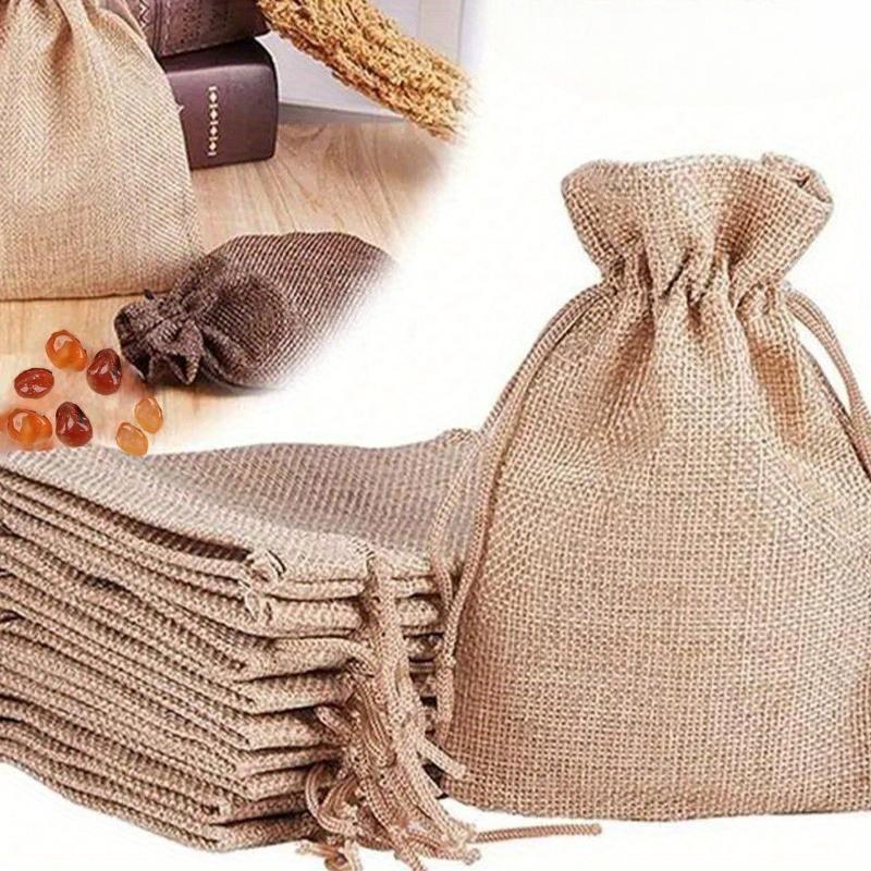 Drawstring Burlap Bag Jute Gift Bags, DIY Wedding Favor Gift Bag Wrapping Pouches Wedding Decoration Party Supplies