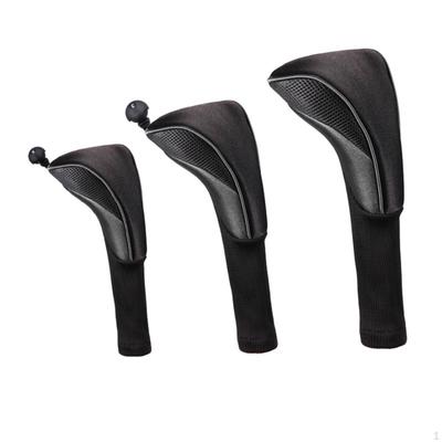 3 Pieces Golf Club Head Covers Knitted Headcovers with Knit Shaft Padded Wood for