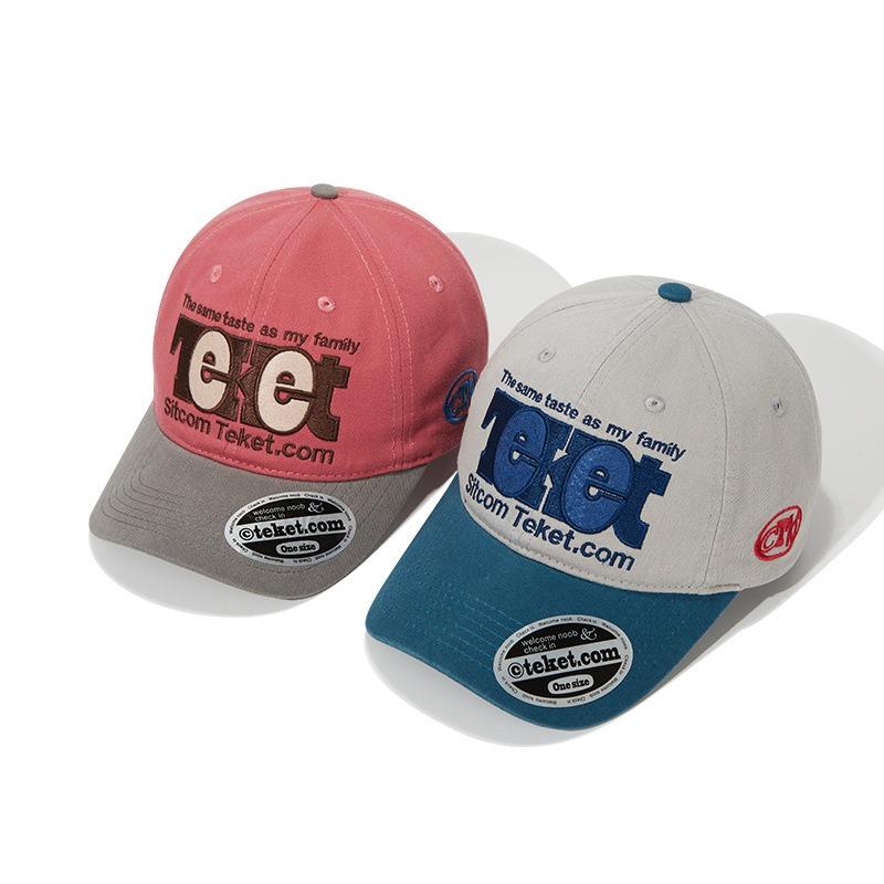 Vintage Embroidered Baseball Hat Men's and Women's Street Cap Child Trendy Brand Contrasting Color Cap Korean