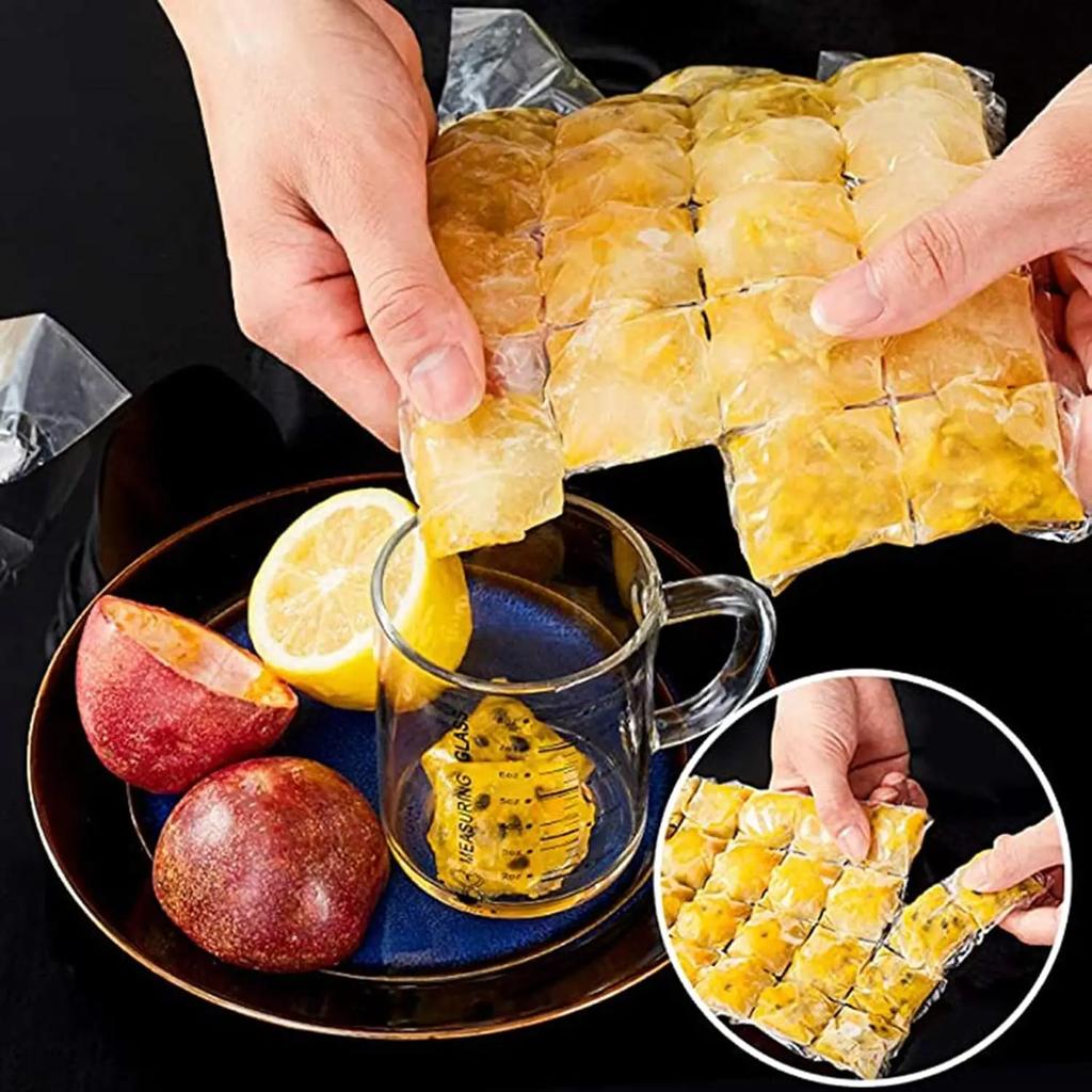 Premium Clear Self Sealing Ice Cube Bags Food Safe Plastic Freezer Bags Kitchen Accessories for Making Ice Easy and Convenient