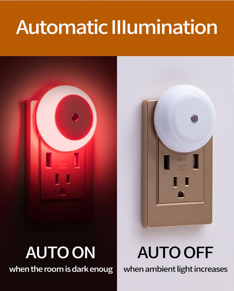 4-Pack EU Plug Light-Controlled Night Lights for Bedroom, Living Room, and Bathroom