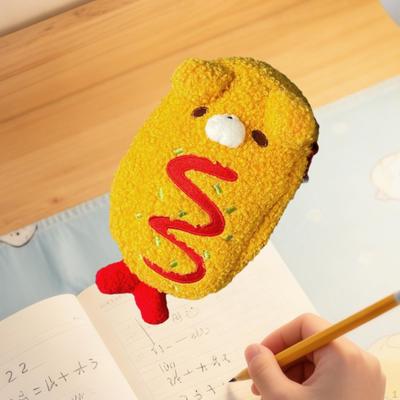 Fried Pattern Pencil Case with Zipper, Large Capacity, Cute And Versatile, Made of Soft Polyester.