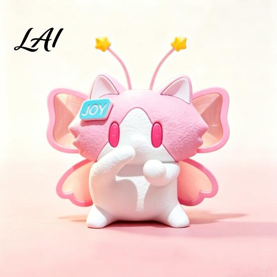 Heart Warming Gift for Holidays Cute 3D Printed Cat Figurine Cartoon Desk Ornament with Playful Mouth Covering Novelty Birthday Design Compact