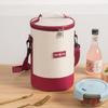 Sac de prânz portabil de mare capacitate, cutie de prânz izolată, cilindric, proaspăt, cutie rotundă din folie de aluminiu, geantă termică pentru alimente.