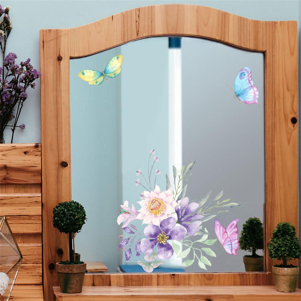 Flower Butterfly Wall Sticker Refrigerator Cabinet Toilet Decoration Sticker