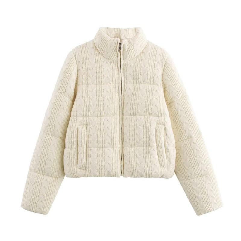 Damen Winter Stehkragen Baumwollmischung Langarm Jacke Lockerer Schnitt Street Style Oberbekleidung