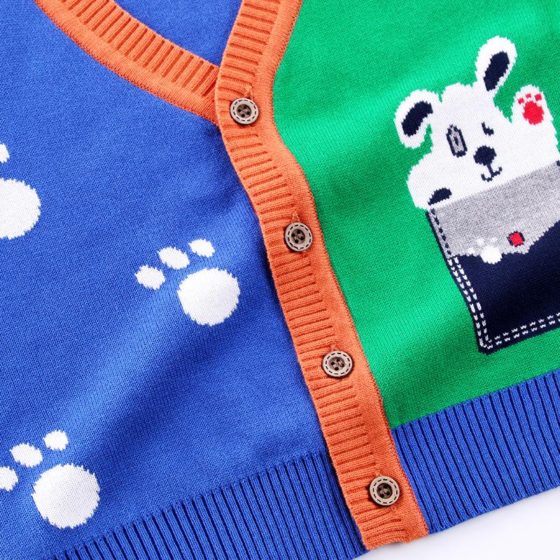 Cardigan cu desene animate pentru băieți, pulover cu decolteu în V, haină pentru copii mici, îmbrăcăminte exterioară cu mânecă lungă