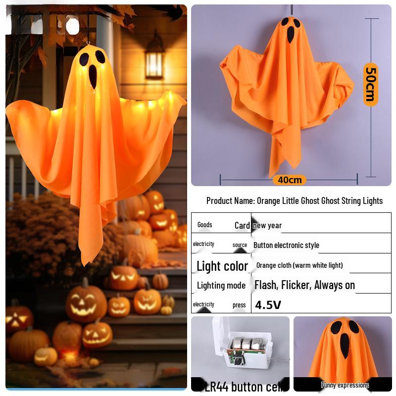 Glowing Ghost Lantern Pendant for Spooky Halloween Outdoor Decoration
