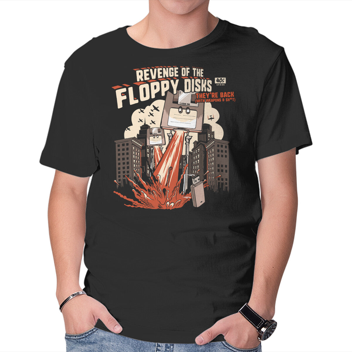 Unisex Crew Neck T-Shirt Revenge Of The Floppy Disks Graphic Short Sleeve Casual Tee XS