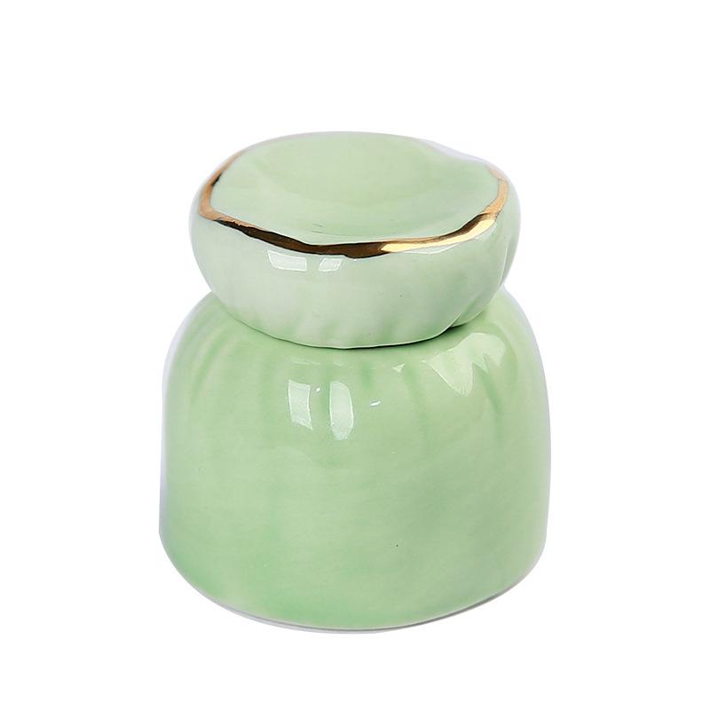 Compact Ceramic Storage Jar Powder Bottle Small Tea Caddy Rouge Jar Balm Sealed Jar Ointment Jar Storage Jars Home Storage Products