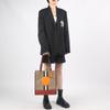 Coach Dempsey 30 Monogram Stripe Logo Decor Vertical Fabric And Leather Tote Bag Women Tote Bags Red-Orange Brown 1917-IMQZV