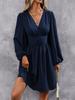 Asymmetrical Lantern Sleeve Ruffle Dress