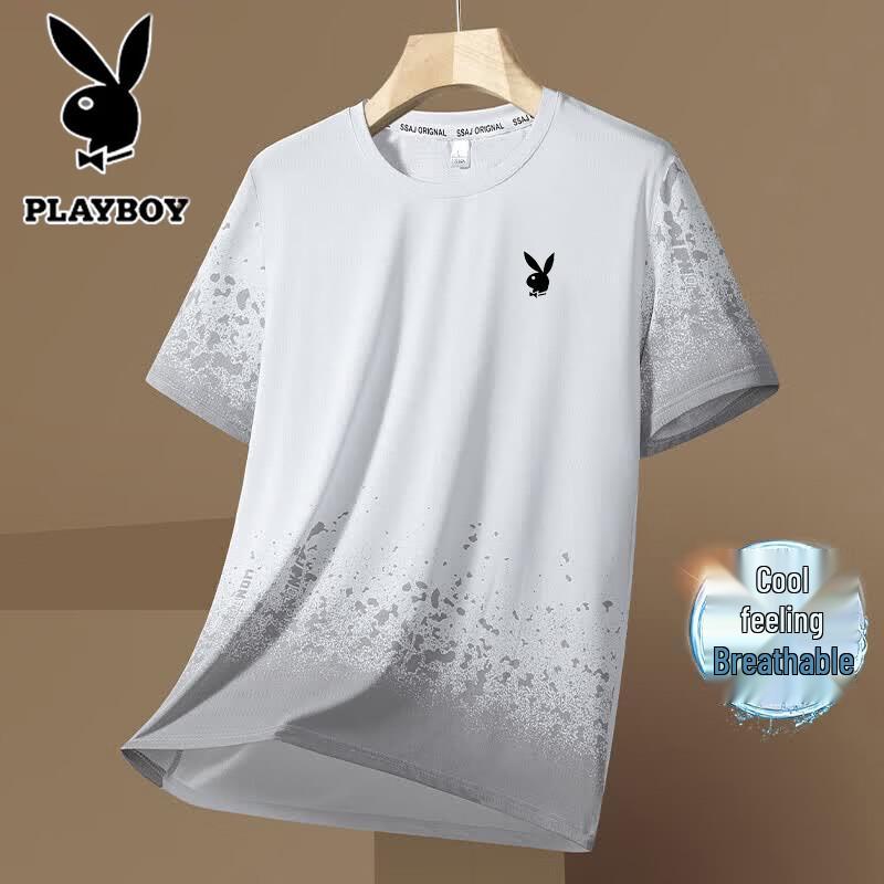 PLAYBOY Men s Summer Quick Dry Ice Silk T-Shirt L