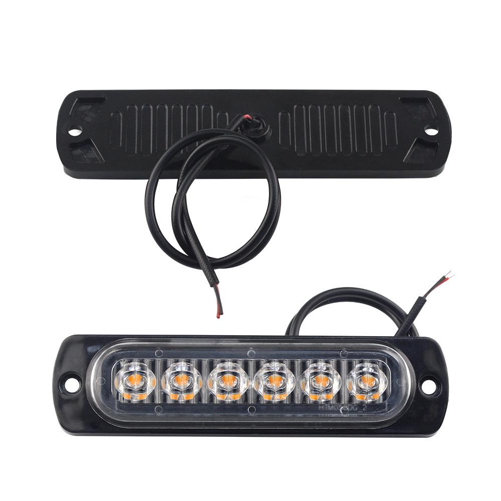 Ultra-Thin LED Car Warning Light: 6-Light, 12-24V, High-Brightness, Always-On Daytime Running & Turn Signal.