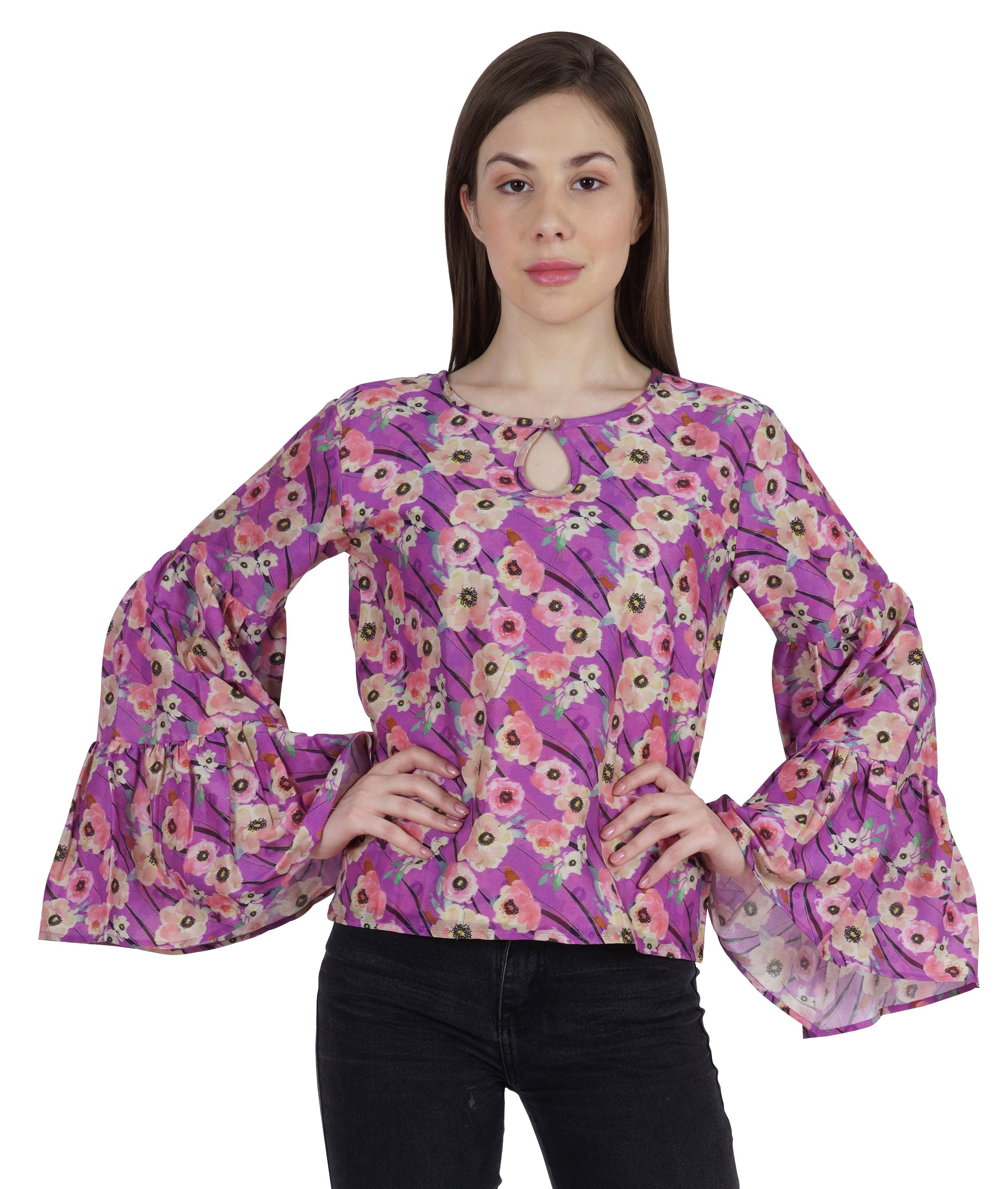 

Жіночий повсякденний бавовняний розкльошений рукав з принтом Moomaya XXL рожевий