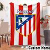 Custom Name Atletico Madrid Crest Throws Blanket Flannel Blankets for Couch Bed Gifts for Men Women Picnic blanket Christmas fan gifts