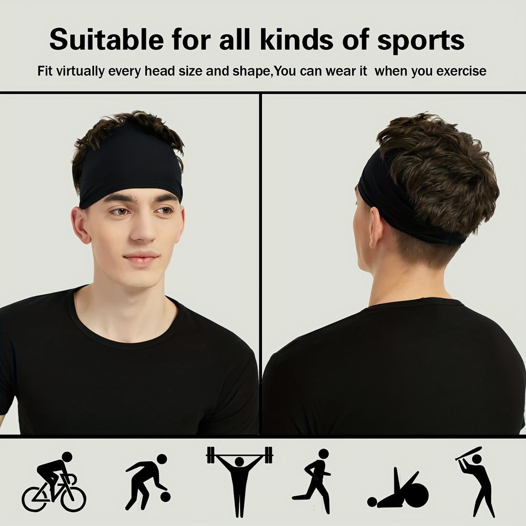 Men's Sports Headband - Sweat Absorbing, Non-Slip, Breathable Fabric for Running, Gym, Basketball, Tennis - Adjustable Headband for Men And Women