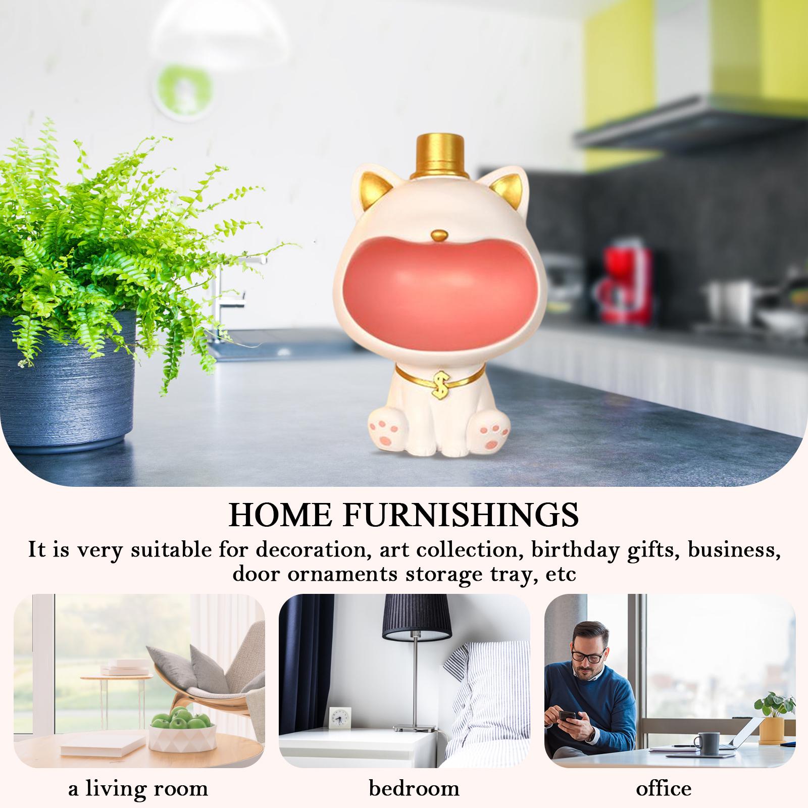 Resin Lucky Cat Statue Entrance Key Storage Ornament for Office Study Desk Decor n