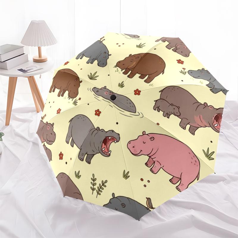 1 Pezzo Ombrello Pieghevole Automatico - Fantasia Animali Carini, Design Portatile e Pieghevole con 8 Stecche, Regali di Natale e Compleanno